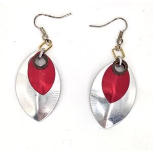 Hand Crafted Earrings Stainless Red Scale Maille